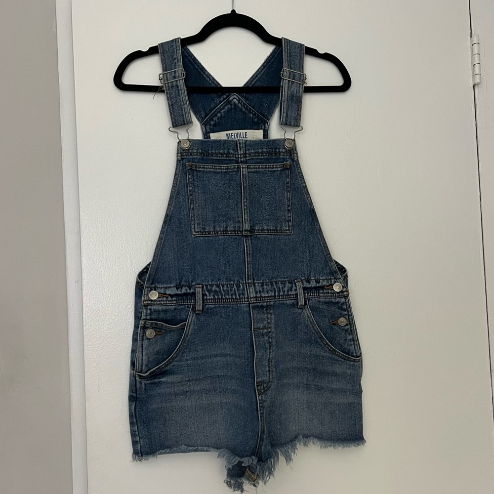 Brandy Melville Denim Overalls Raw Hem